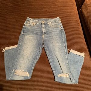 High rise skinny ripped jeans